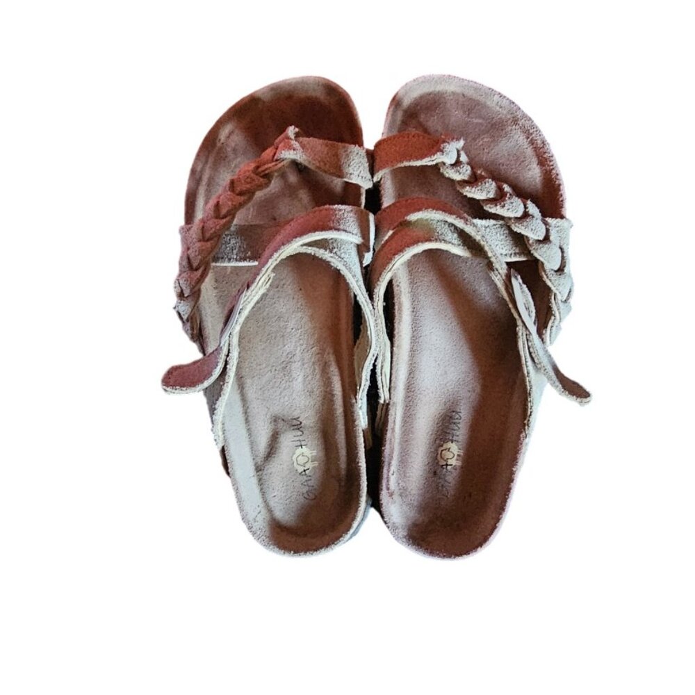 Softmoc Suede Taupe Toe Loop Sandals - Picture 5 of 6
